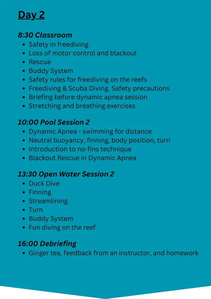 free diving classes Wave 1 - Day 2